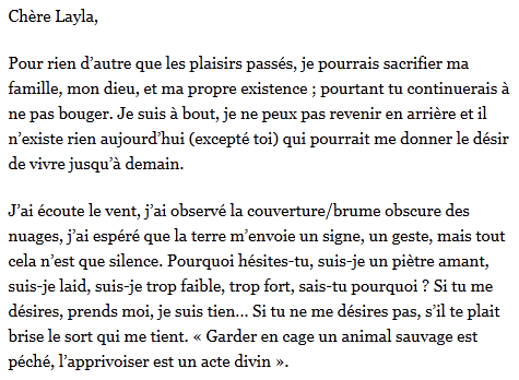 Lettre d’Eric Clapton à Layla