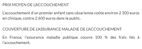 Coût d'un accouchement